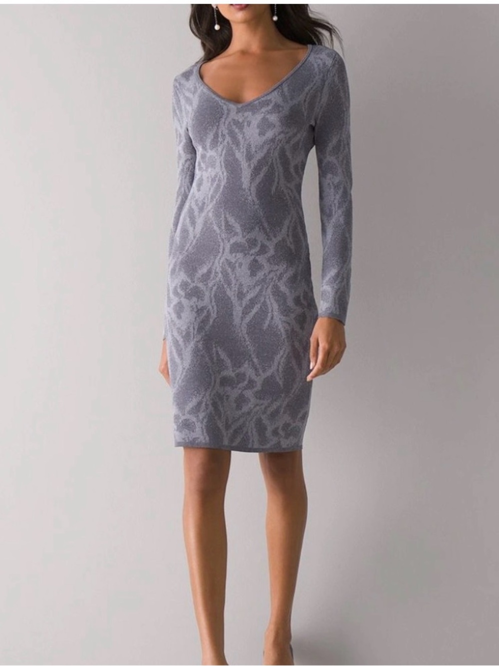 NWT WHBM Long Sleeve Jacq Sweater Sheath Dress size XXSP